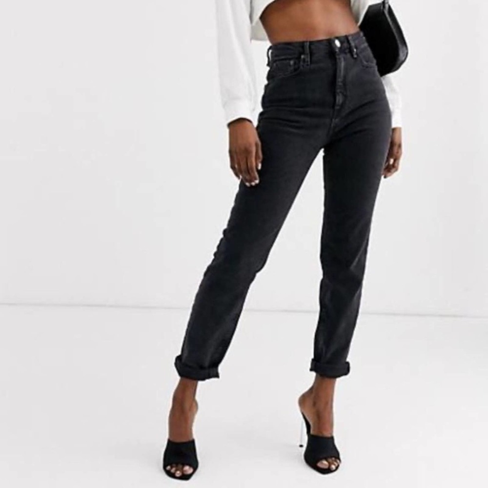 ASOS DESIGN High rise 'slouchy' mom jeans in washed black